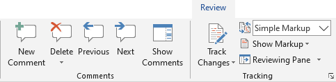 The comment tools in Word are found on the Review tab