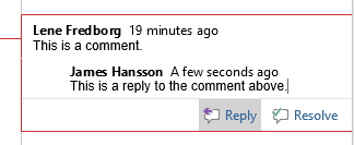 A new comment has been added as a reply to an existing comment.