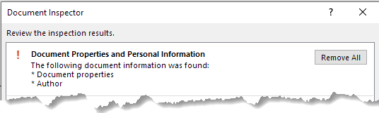 Click Remove All in the Document Inspector dialog box to remove the information