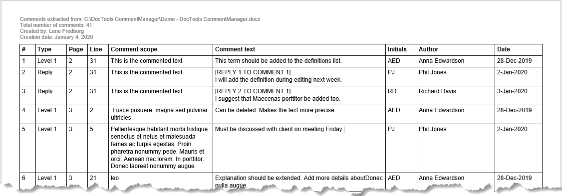 Comments in Word, automatic comment numbers, easy review