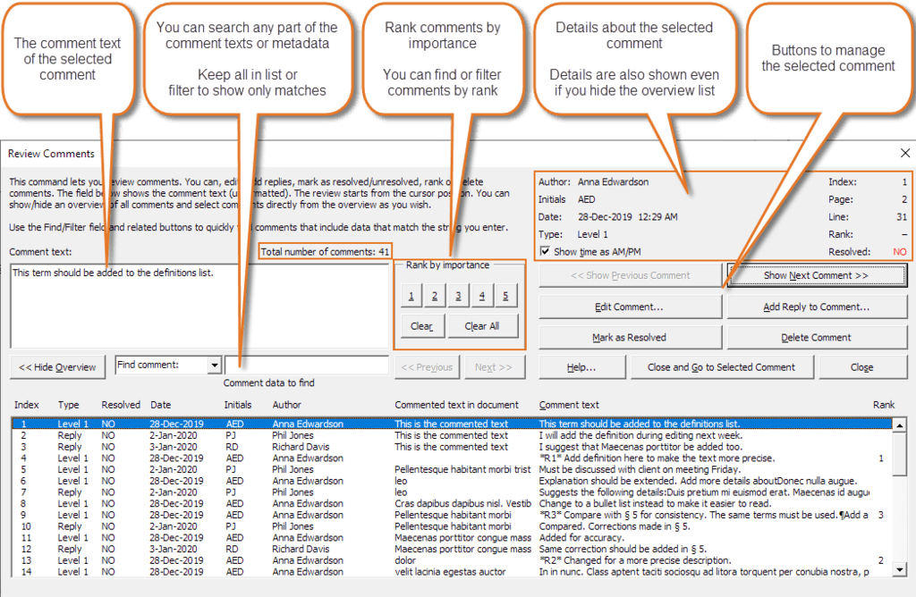 Comments In Word – Easy Comment Review