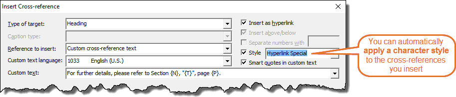 You can automatically apply a character style to cross-reference fields