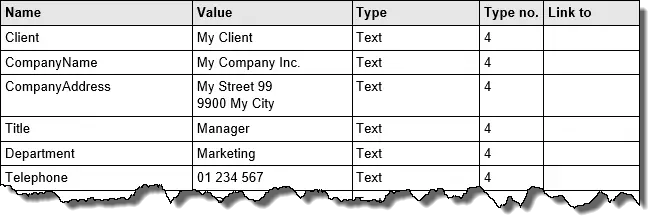 Export custom document properties - table
