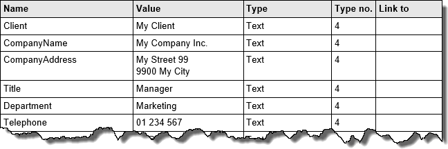 Export custom document properties - table