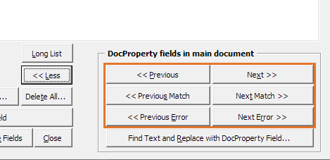 Feature for finding DocProperty fields