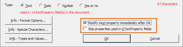 When you modify properties, you can automatically go to the next property