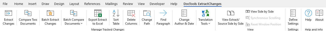 The tools in the DocTools ExtractChanges Pro