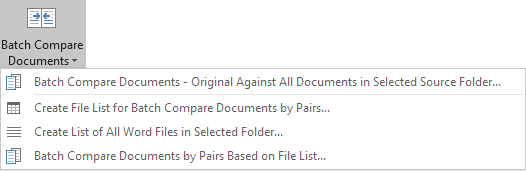 The Batch Compare Documents menu