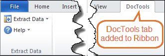 The ExtractData group in the DocTools tab 