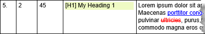 Heading levels 1-4 shown in extract document - example