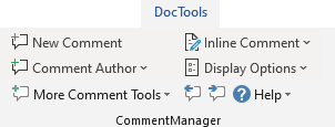 Productivity Tools for Microsoft Word - The CommentManager tools in the DocTools tab in the Ribbon