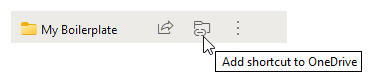 SharePoint folder – click folder icon with link symbol to create shortcut to OneDrive