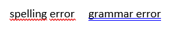 In Word, spelling errors are marked with a red, wavy underline whereas grammar errors are marked with a blue, double underline