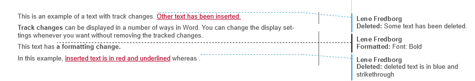 Example of All Markup in combination with Show Markup > Balloons > Show All Revisions Inline