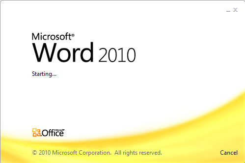 Splash screen - Word 2010