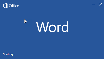 Splash screen - Word 2016 and Word 2013