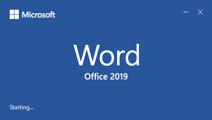 Splash screen - Word 2019