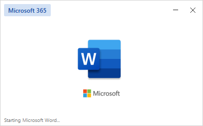 New slash screen - Word for Microsoft 365