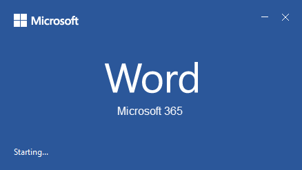 Splash screen - Word for Microsoft 365